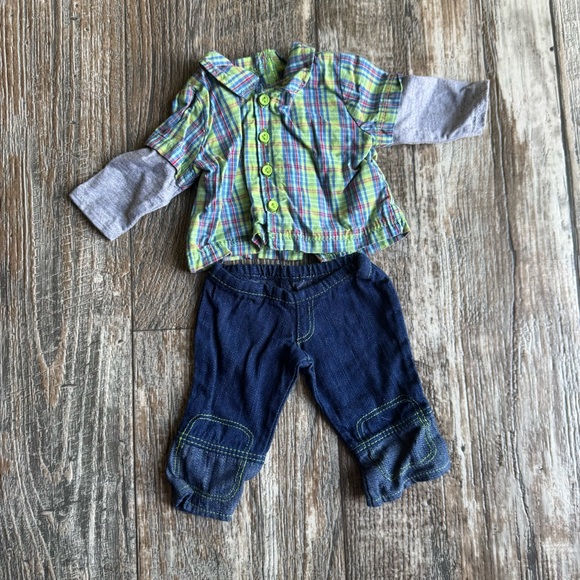Retired - American Girl Bitty Baby Twins Plaid & Denim Meet Outfits Boy & Girl - Picture 6 of 9